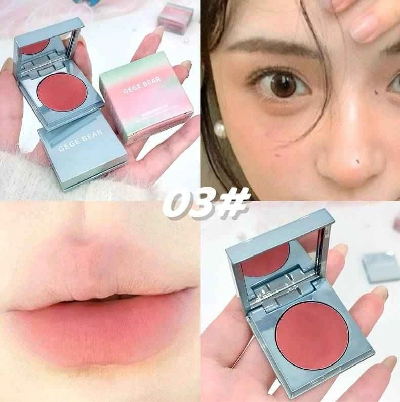 Makeup product with close-up of application on skin and lips