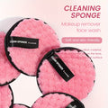 Pink cleaning sponges with black edges and 'Clean Sponge Maange' label on a white background.
