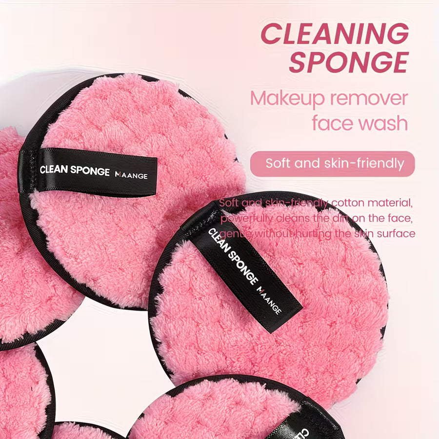 Pink cleaning sponges with black edges and 'Clean Sponge Maange' label on a white background.
