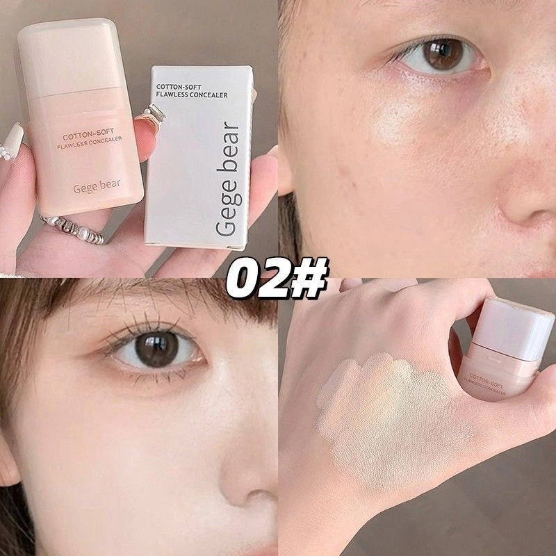 nude concealer with packaging and application on skin, featuring 'Gege bear' brand.