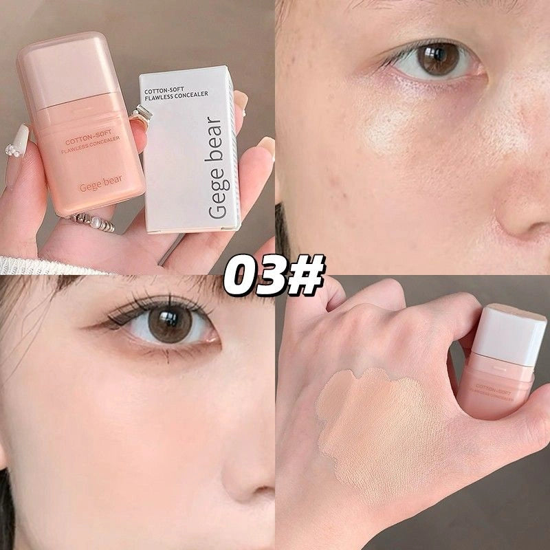 best concealer in Nepal with 'Gege bear' branding, shown on a person's face, and close-up of the product.