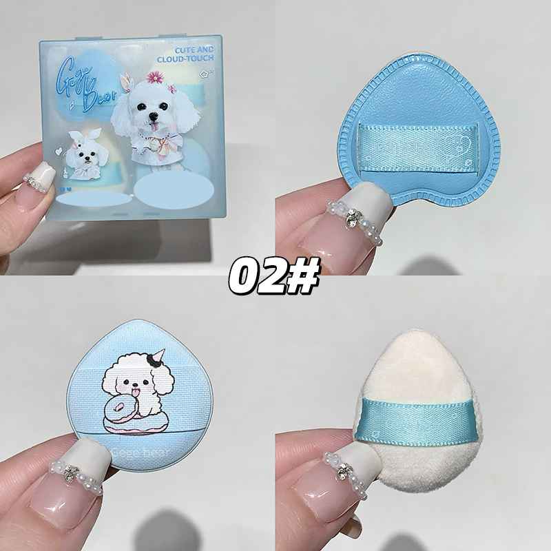 Gege Bear Cloud Makeup Puff Set - Cute Bear-Shaped Blending Sponge with Soft Cloud Tips, Thumb & Finger for Foundation, Blush, Concealer, Powder - Mini Setting Spray for all Light Beige Types, Travel-Friendly Beauty Accessory