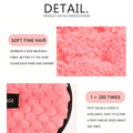 Product detail presentation of reusable makeup pad with soft fine hair texture and usage information.