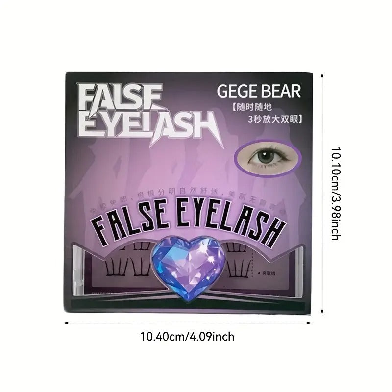 Gege Bear Self-Adhesive Fake Eyelashes, False Eyelashes, Black in a Box, Easy Application and Removal. No Glue Required, Eyelashes Cluster