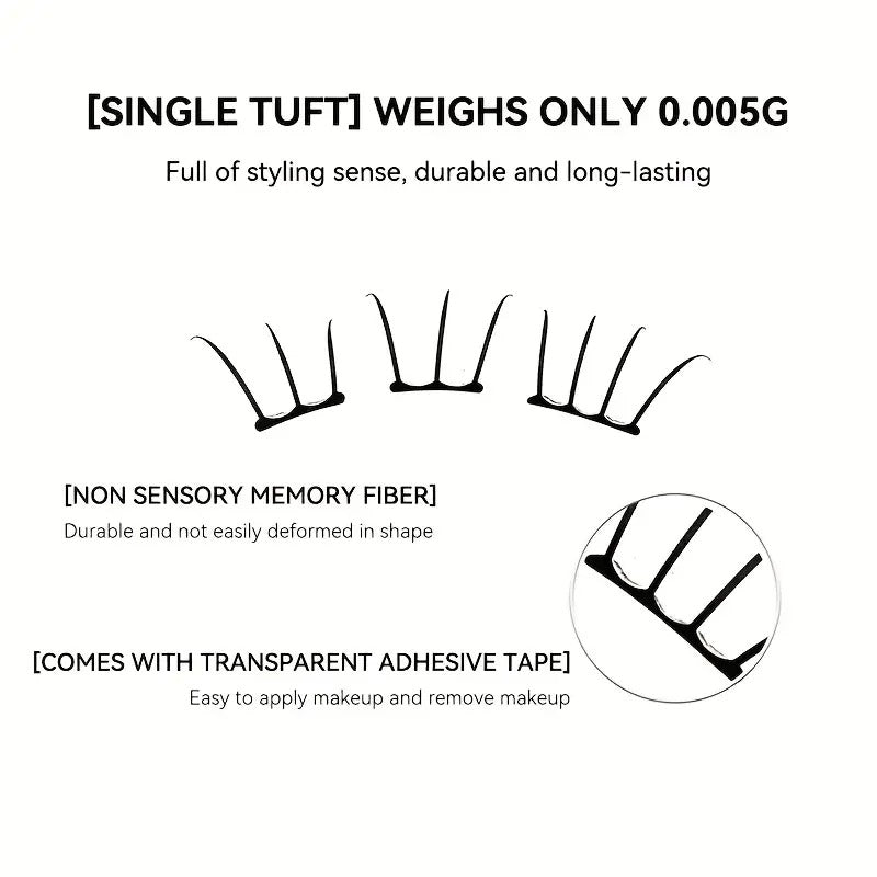 Gege Bear Self-Adhesive Fake Eyelashes, False Eyelashes, Black in a Box, Easy Application and Removal. No Glue Required, Eyelashes Cluster