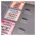eyelash extension 3 variation by gege bear showing each style of eyelashes by sticking on the surace of a grey table 