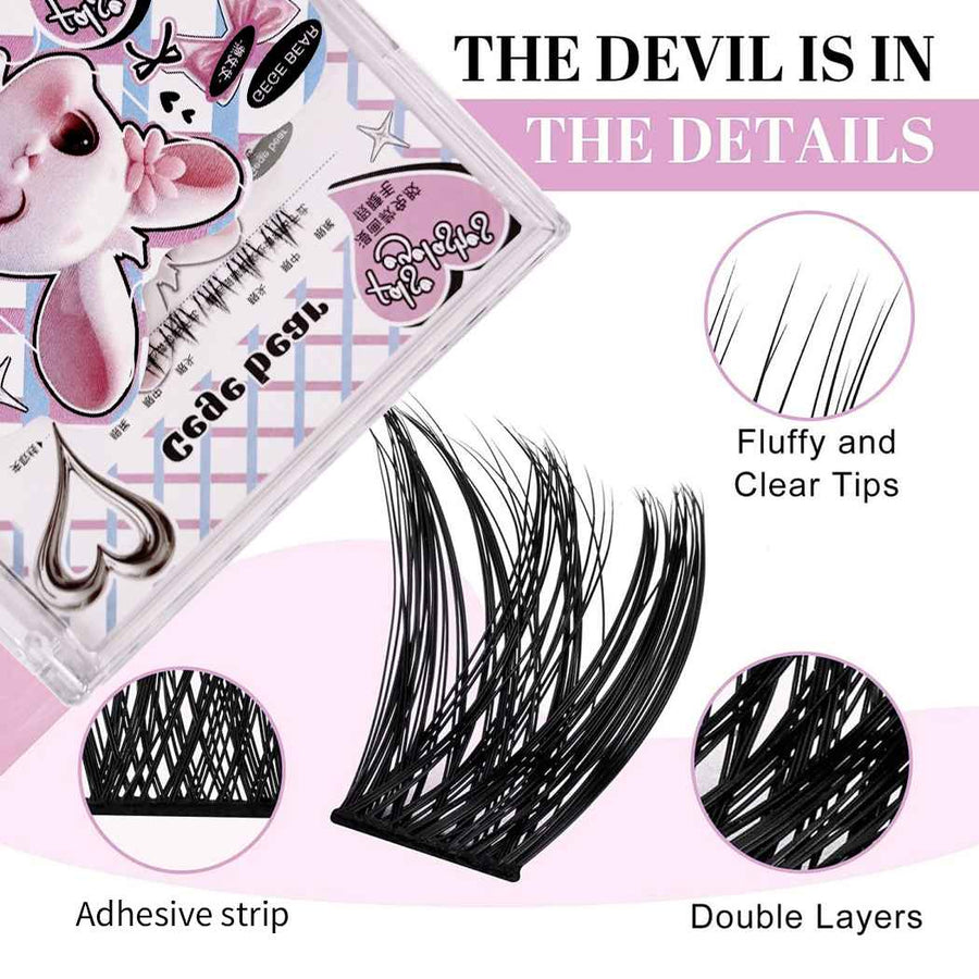 False eyelashes with packaging and details on a pink background