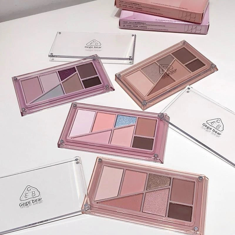 Makeup palettes with Gege Bear branding on a white background