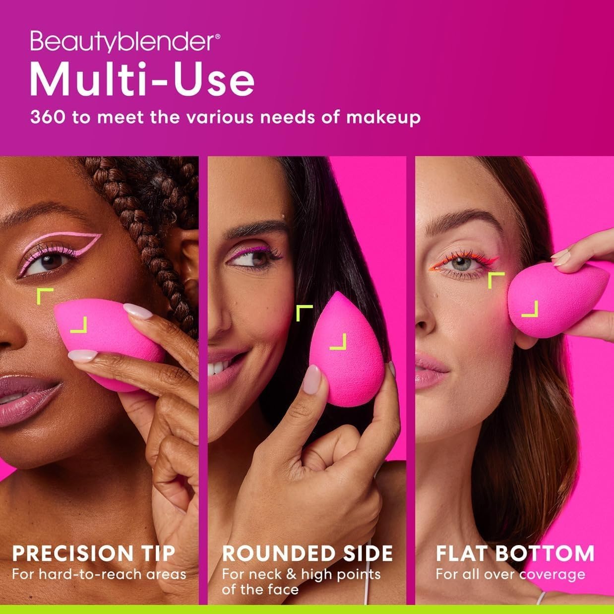 a women showing the features and benefits of using these beauty blender 
