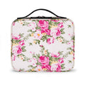 Floral patterned cosmetic bag on a white background
