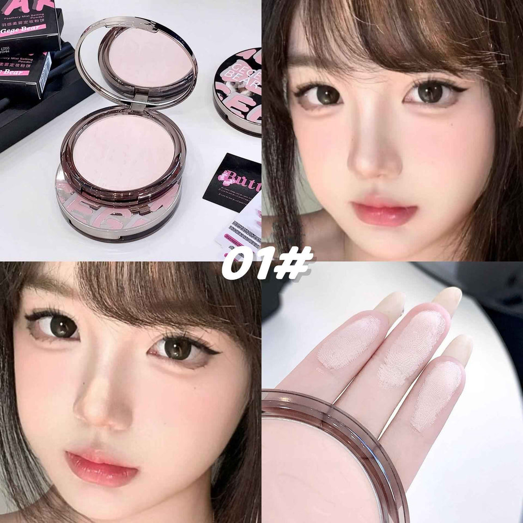 Gege Bear Oil-Control Compact Powder + Matte Setting Spray | FDA Approved | 12H Waterproof Blurring Finish | With Puff & Mirror