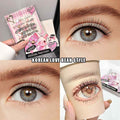 gege bear flase eyelashes showing how it looks on a eye of a model and cup magnetic eyelashes strong hold and longlasting 