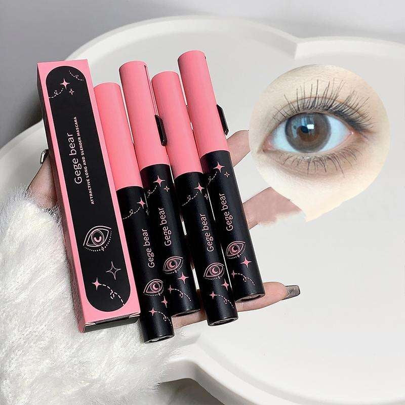 gege bear mascara with black packaging and 'Gage Bear' branding, displayed with a close-up of an eye.