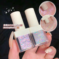 Pacl of 2 liquid shimmer eyeshadow and collage image in circle showing the details of shimmery contents 