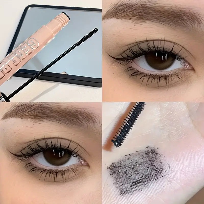 black mascara on the hand and eyes if a model 
