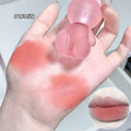 gege bear bunny keychain lipstick light pink pigmentation shown on the palm and lips 