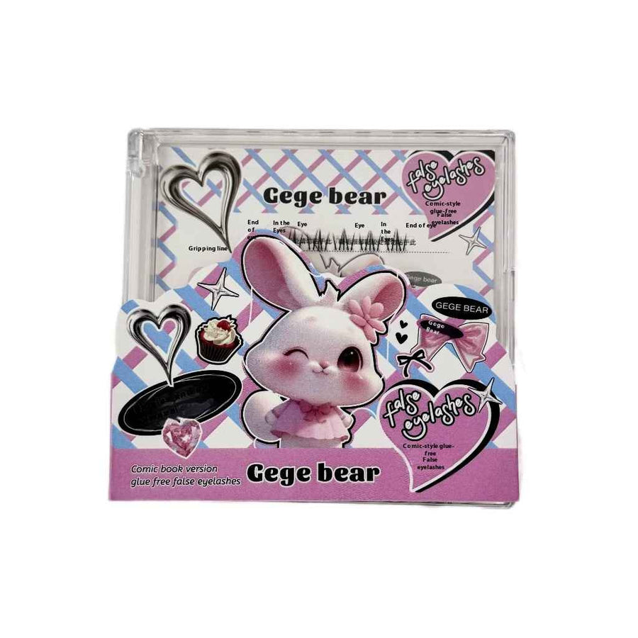 Packaging of false eyelashes with a cartoon bear design on a white background