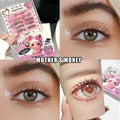 magnetic eyelashes by gege bear a cute cat printed on the cluster casing and collate of image showing how it looks on a real eyes and cup 