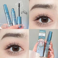 Collage of mascara with close-ups of eyes and packaging