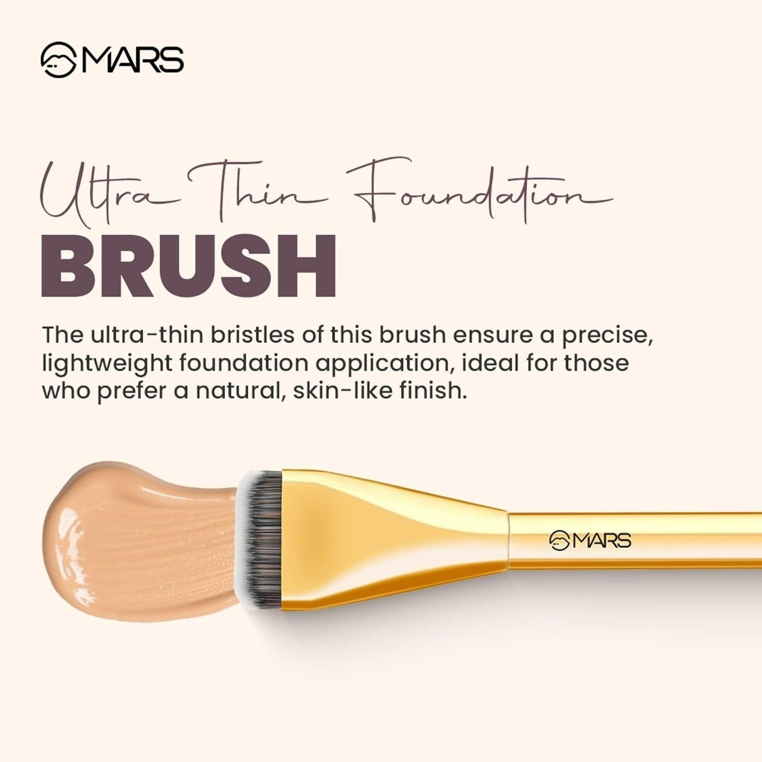 MARS ultra-thin foundation brush with text on a white background