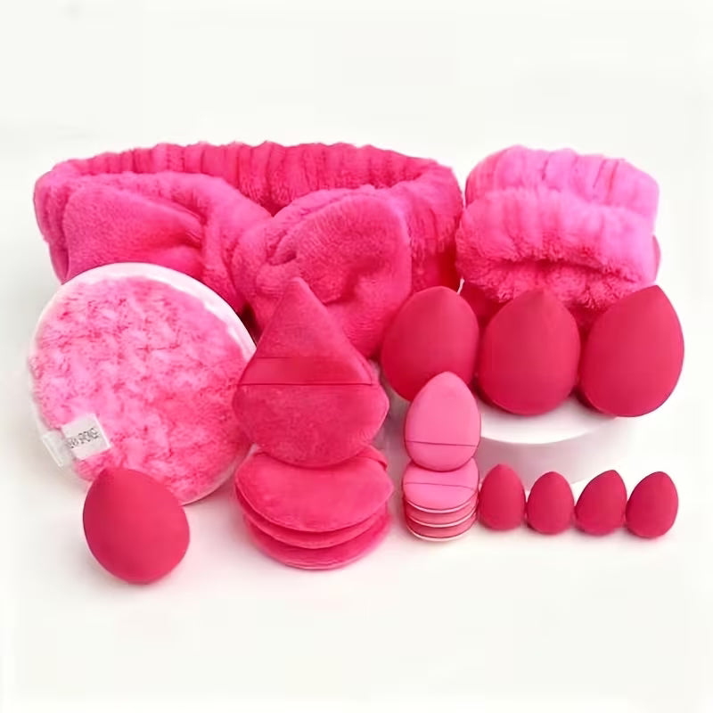 hot pink beauty blender set of 20 on a whilte background 
