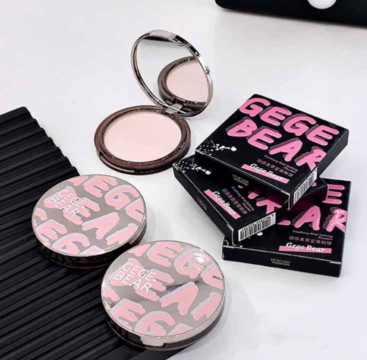 Gege Bear Oil-Control Compact Powder + Matte Setting Spray | FDA Approved | 12H Waterproof Blurring Finish | With Puff & Mirror