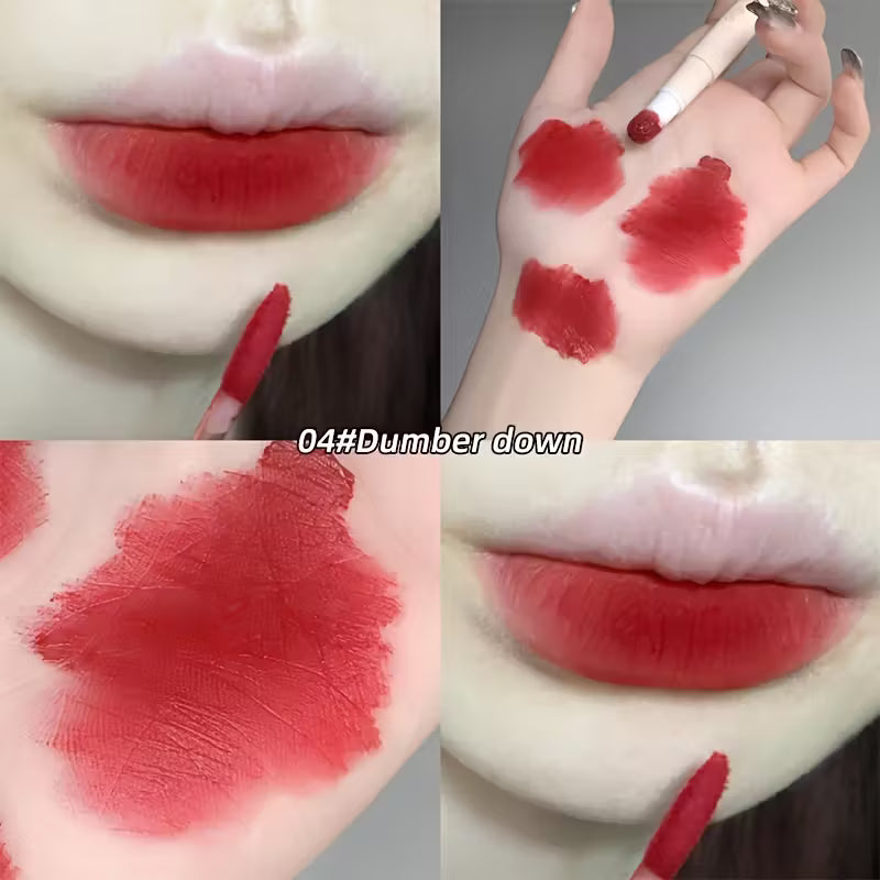 Gege Bear lipstick in sleek, stylish packaging, shown with the cap removed to reveal the smooth, richly pigmented lipstick bullet.”