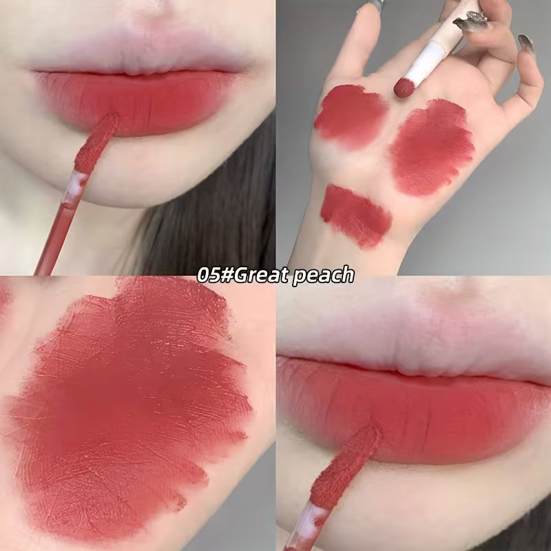 Gege Bear Air Cushion Lip Gel matte lipstick in Rose Peach shade with lightweight long-lasting color in Nepal