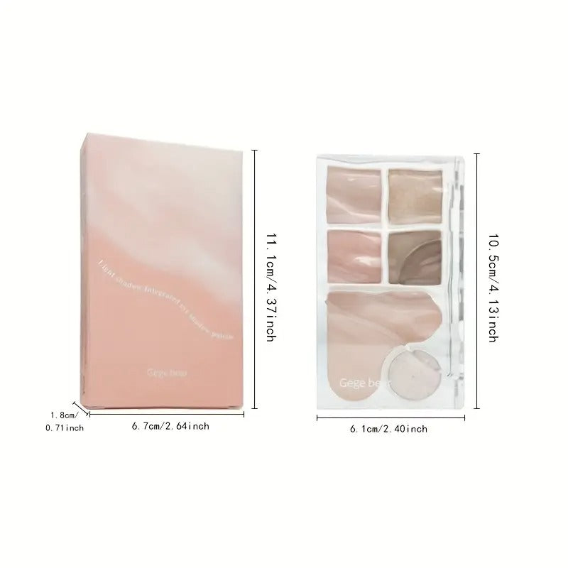 dimension of matte eyeshadow palette showing height and width of packaging box and product 