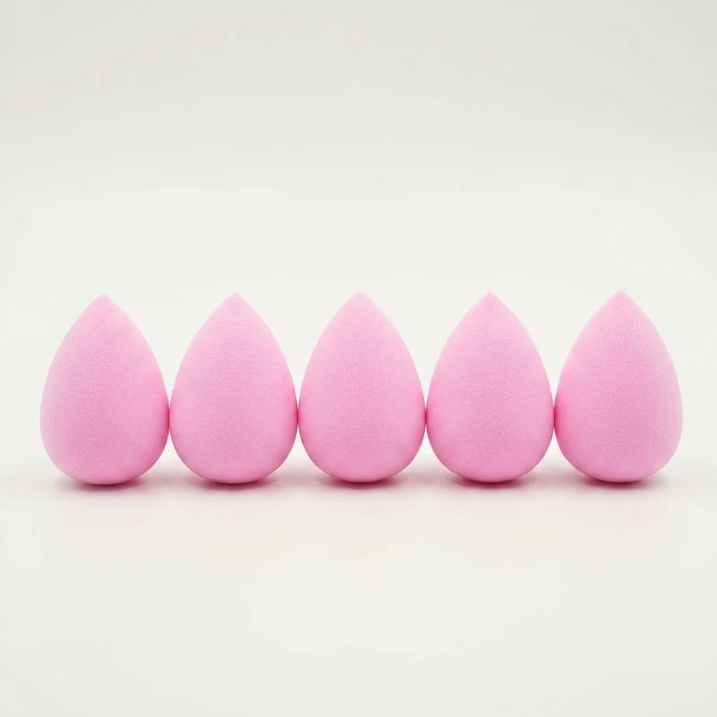 pack of 5 baby pink mini beauty blender on a white background 