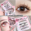 False eyelashes packaging with a close-up of an eye wearing the lashes.