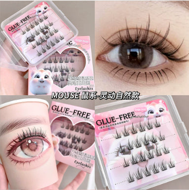 False eyelashes packaging with a close-up of an eye wearing the lashes.