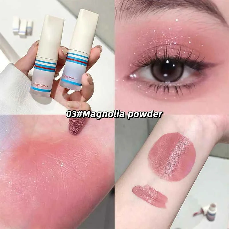 gege bear shimmer eyeshadow in brown colors written 