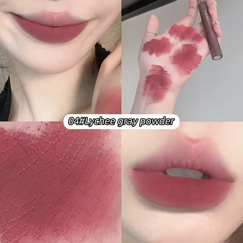 GEGE BEAR Velvet Matte Lip Mud shade 04 Lychee Gray Powder nude brown matte lipstick in Nepal