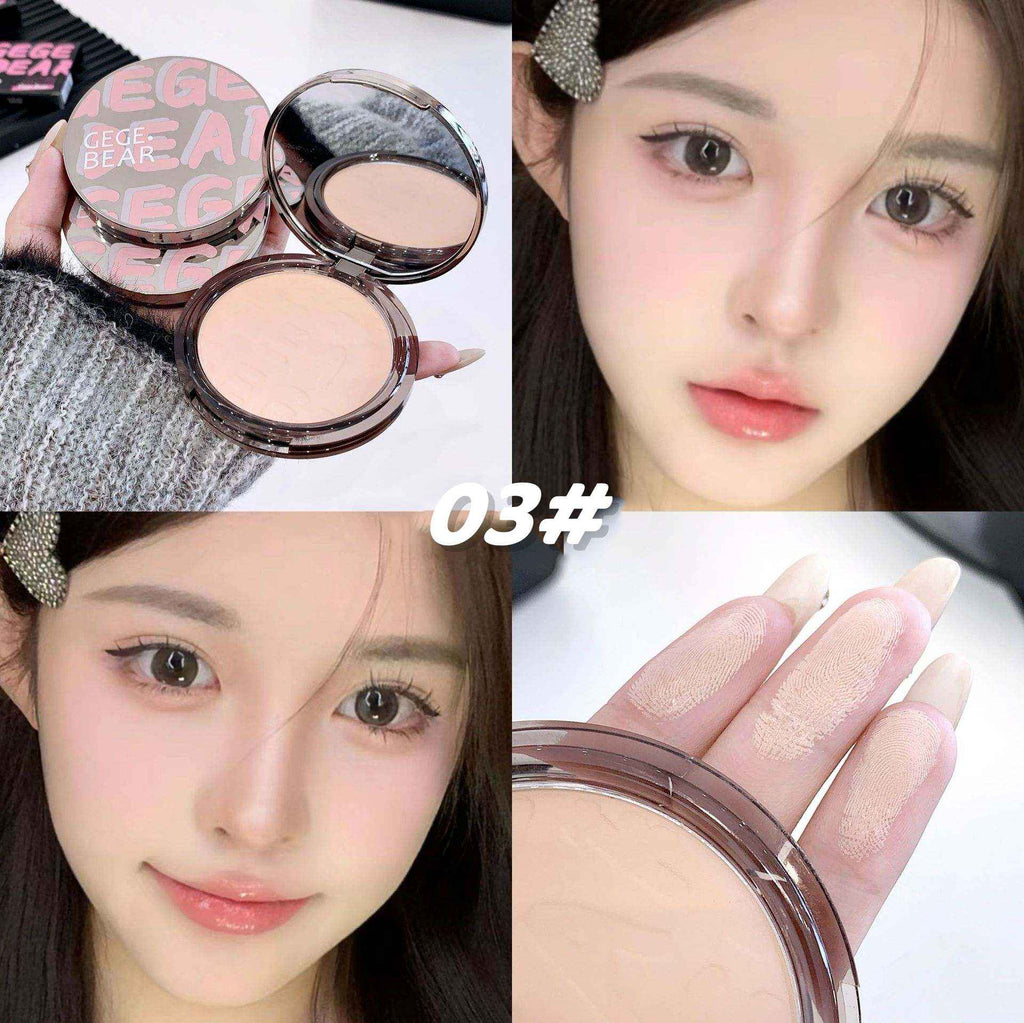 Gege Bear Oil-Control Compact Powder + Matte Setting Spray | FDA Approved | 12H Waterproof Blurring Finish | With Puff & Mirror