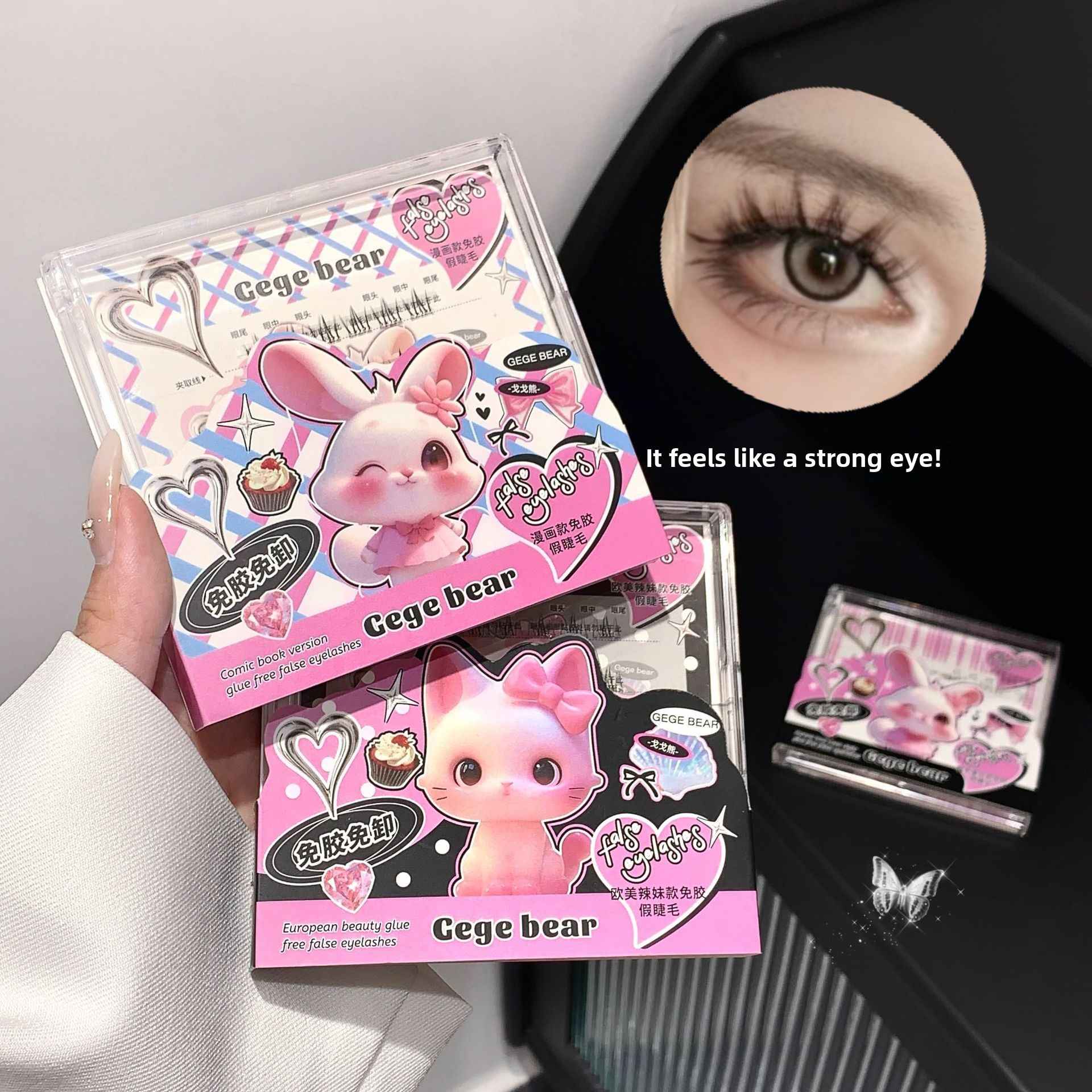 Gege Bear Bunny Fake Eyelashes, No Glue Required, Just stick-on and easy peel, Bold to Bridal Looks, Superb Finishing