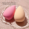pack of 2 beauty blender soaked in the clear water showing significance of have them wet for better result 