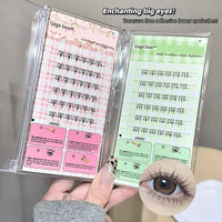 pack of 2 under eyelashes clusters on the hand  with eyes showing real life usage 