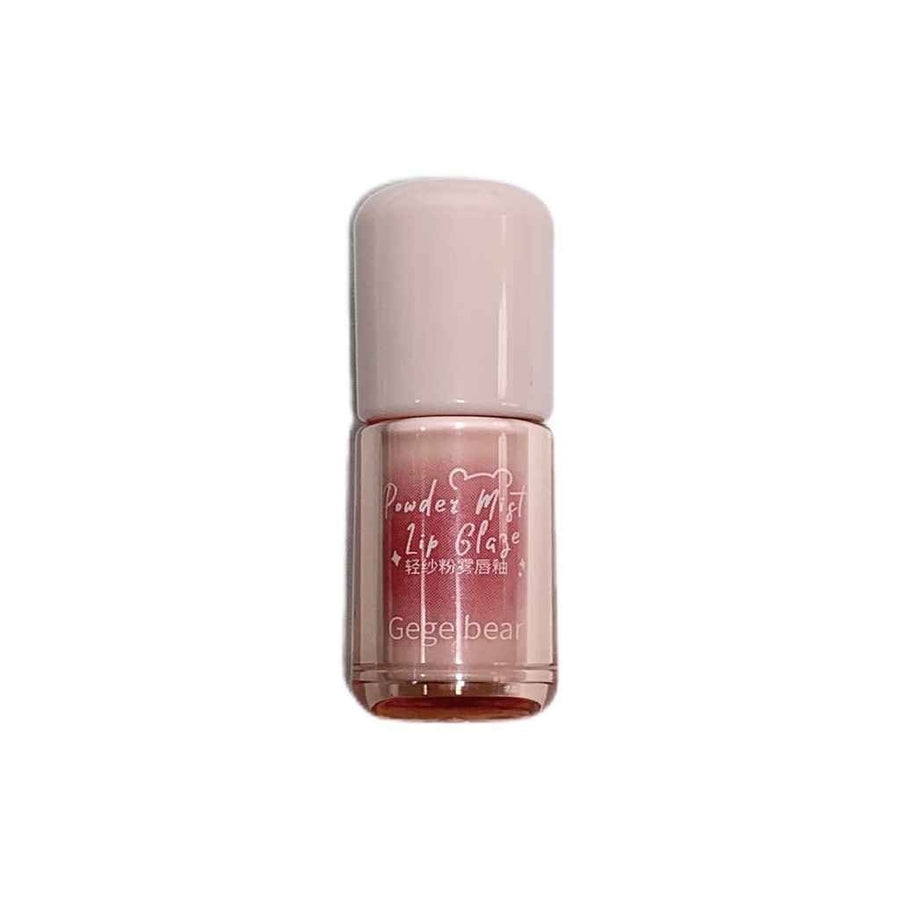Lip gloss bottle with 'gege bear' branding on a white background
