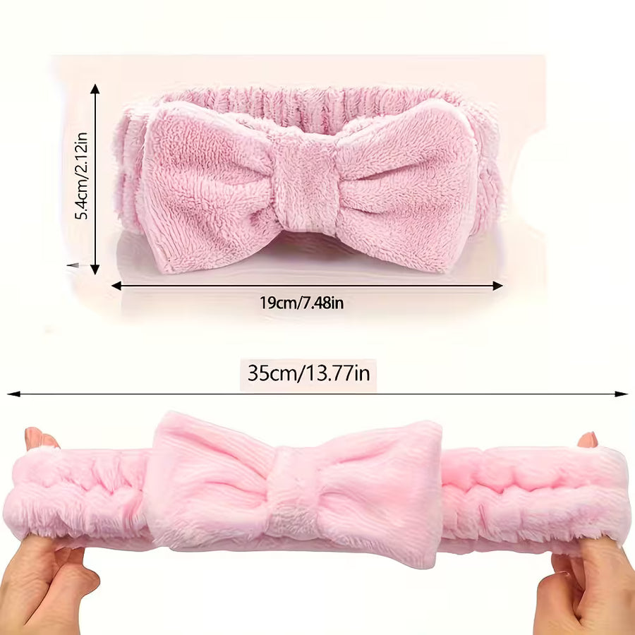 pink headband dimension showing height and lengh when streched 