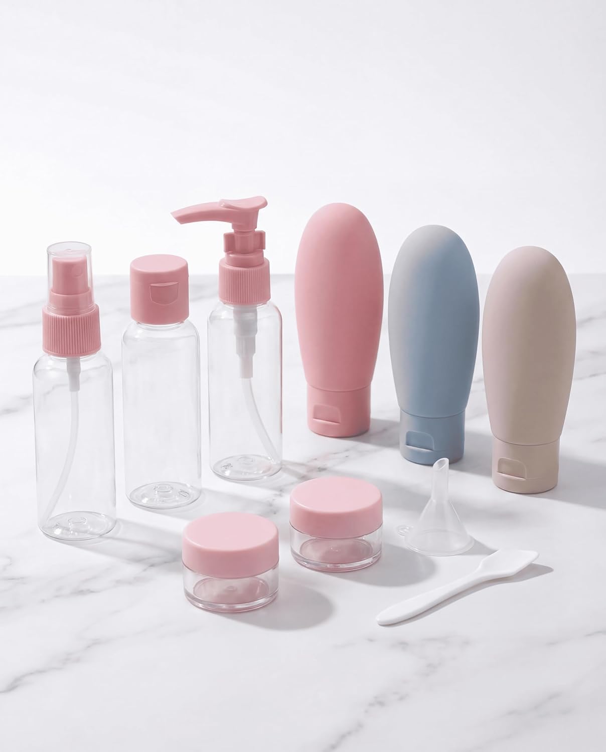 plastic pump bottle tubes container for liquid and semi liquid makeup and skin care product on a white background 