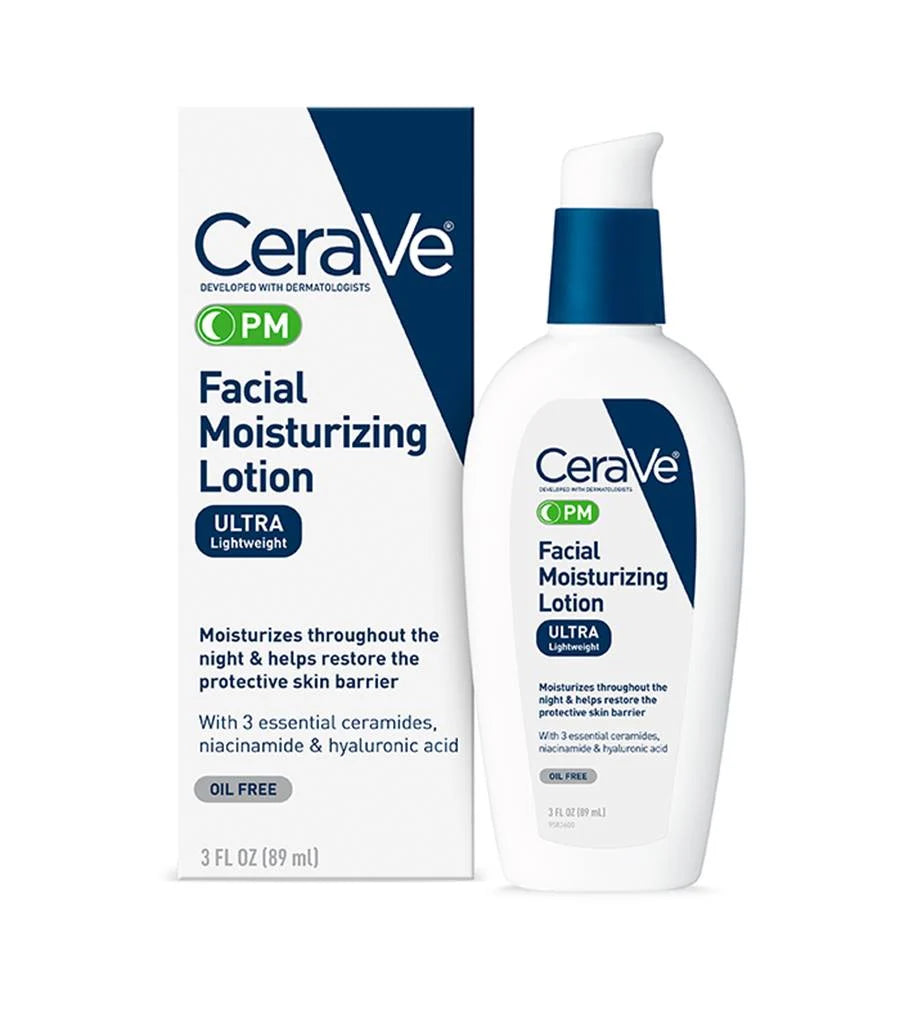 CeraVe PM Facial Moisturizer, made with niacinamide, hyaluronic acid, and three essential ceramides, uses MVE Technology to deliver long-lasting hydration through the night while supporting and restoring the skin’s protective barrier. Makeupspice Nepal