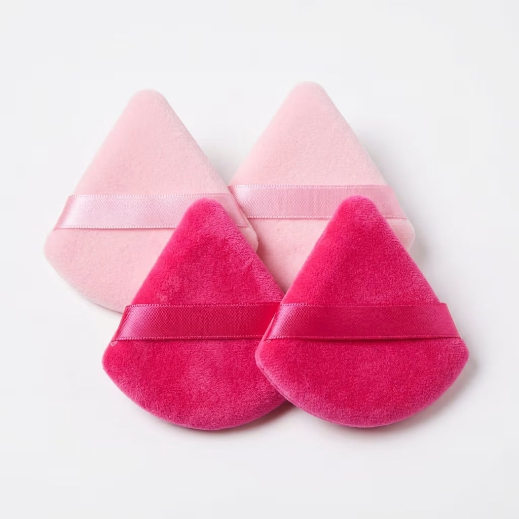 pack of 4 powder puff in baby pink and hot pink color against white background 