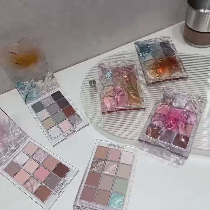 Gege Bear 12-Color Eyeshadow Palette - Matte & Shimmer Finishes, 12 Long-Lasting Nude/Pink/Brown Neutral Tones, No Crease Formula for party, Wedding, Travel Makeup - All-Skill Level Beauty Palette