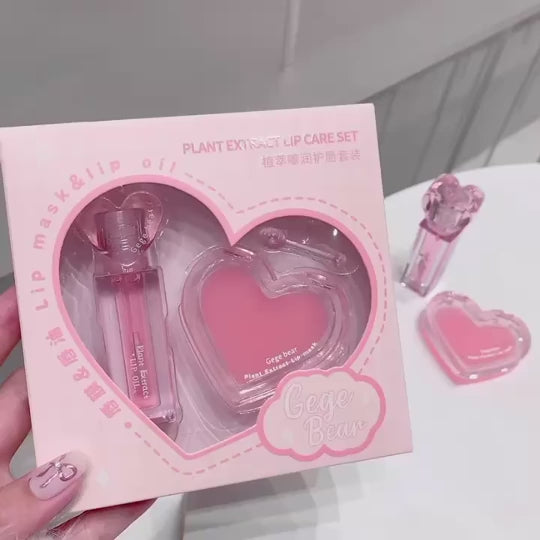 Gege Bear Private Label Lip Gloss Set Natural Moisturizing Colorless and Tender Plant Extract Toothed Lip Therapy Set