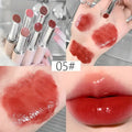 Collage of lipstick shades with close-ups on lips and skin.