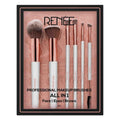 Set of makeup brushes with 'Renee' branding on a pink background