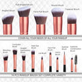 14-piece makeup brush set with various types of brushes on a white background.