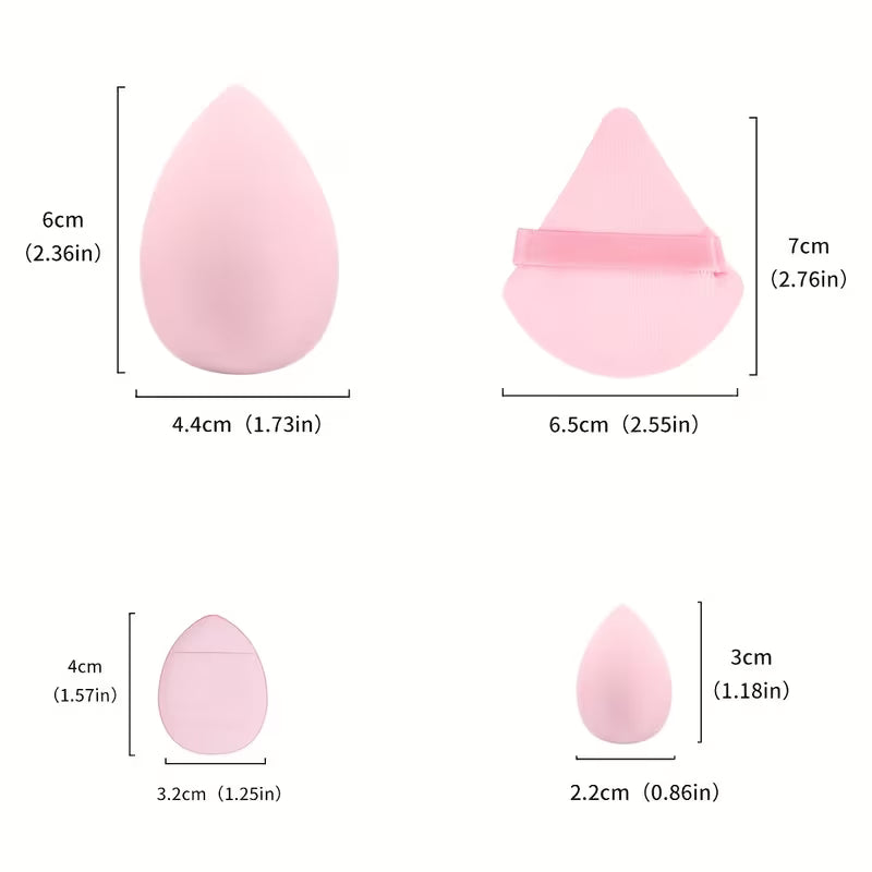 sizes of various beauty blender in baby pink color 