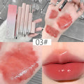 Lipstick applicators and swatches on skin with close-up of lips wearing the shade.